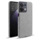 For OPPO Reno8 Cloth Coated Hard Plastic Phone Case(Light Grey) - 1