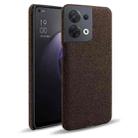 For OPPO Reno8 Cloth Coated Hard Plastic Phone Case(Brown) - 1