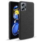 For Xiaomi Redmi Note 11T Pro+ Cloth Coated Hard Plastic Phone Case(Black) - 1