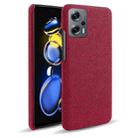 For Xiaomi Redmi Note 11T Pro Cloth Coated Hard Plastic Phone Case(Red) - 1