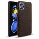 For Xiaomi Redmi Note 11T Pro Cloth Coated Hard Plastic Phone Case(Brown) - 1