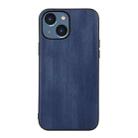 For iPhone 14 Plus Yellow Cow Texture PU Phone Case  (Blue) - 1