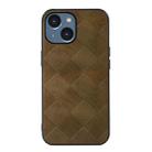 For iPhone 14 Plus Weave Plaid PU Phone Case  (Green) - 1