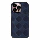 For iPhone 14 Pro Max Weave Plaid PU Phone Case (Blue) - 1