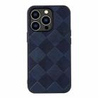 For iPhone 14 Pro Weave Plaid PU Phone Case (Blue) - 1