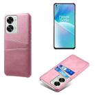 For OnePlus Nord 2T 5G Dual Card Slots Calf Texture PC + PU Phone Case(Pink) - 1