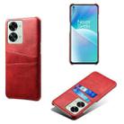 For OnePlus Nord 2T 5G Dual Card Slots Calf Texture PC + PU Phone Case(Red) - 1