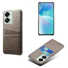 For OnePlus Nord 2T 5G Dual Card Slots Calf Texture PC + PU Phone Case(Grey) - 1