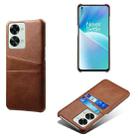 For OnePlus Nord 2T 5G Dual Card Slots Calf Texture PC + PU Phone Case(Brown) - 1