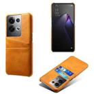 For OPPO Reno8 Pro+ Dual Card Slots Calf Texture PC + PU Phone Case(Orange) - 1