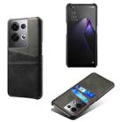 For OPPO Reno8 Pro+ Dual Card Slots Calf Texture PC + PU Phone Case(Black) - 1