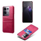 For OPPO Reno8 Pro+ Dual Card Slots Calf Texture PC + PU Phone Case(Rose Red) - 1