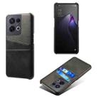 For OPPO Reno8 Pro Dual Card Slots Calf Texture PC + PU Phone Case(Black) - 1