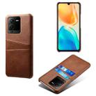 For vivo S15 Dual Card Slots Calf Texture PC + PU Phone Case(Brown) - 1