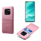 For Huawei nova 9Z 5G Dual Card Slots Calf Texture PC + PU Phone Case(Pink) - 1