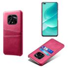 For Huawei nova 9Z 5G Dual Card Slots Calf Texture PC + PU Phone Case(Rose Red) - 1