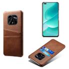 For Huawei nova 9Z 5G Dual Card Slots Calf Texture PC + PU Phone Case(Brown) - 1