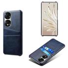 For Honor 70 Pro+ Dual Card Slots Calf Texture PC + PU Phone Case(Blue) - 1