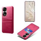 For Honor 70 Pro+ Dual Card Slots Calf Texture PC + PU Phone Case(Rose Red) - 1