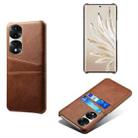 For Honor 70 Pro+ Dual Card Slots Calf Texture PC + PU Phone Case(Brown) - 1