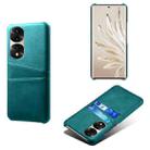 For Honor 70 Pro Dual Card Slots Calf Texture PC + PU Phone Case(Green) - 1