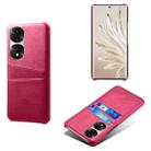 For Honor 70 Pro Dual Card Slots Calf Texture PC + PU Phone Case(Rose Red) - 1