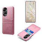 For Honor 70 Dual Card Slots Calf Texture PC + PU Phone Case(Pink) - 1