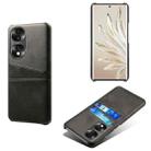 For Honor 70 Dual Card Slots Calf Texture PC + PU Phone Case(Black) - 1