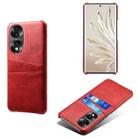 For Honor 70 Dual Card Slots Calf Texture PC + PU Phone Case(Red) - 1