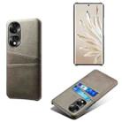 For Honor 70 Dual Card Slots Calf Texture PC + PU Phone Case(Grey) - 1