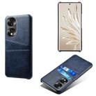 For Honor 70 Dual Card Slots Calf Texture PC + PU Phone Case(Blue) - 1