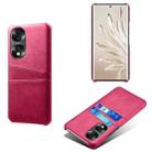 For Honor 70 Dual Card Slots Calf Texture PC + PU Phone Case(Rose Red) - 1