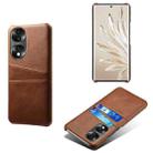 For Honor 70 Dual Card Slots Calf Texture PC + PU Phone Case(Brown) - 1