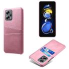 For Xiaomi Redmi Note 11T Pro+ Dual Card Slots Calf Texture PC + PU Phone Case(Pink) - 1