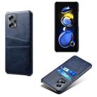 For Xiaomi Redmi Note 11T Pro+ Dual Card Slots Calf Texture PC + PU Phone Case(Blue) - 1