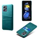 For Xiaomi Redmi Note 11T Pro+ Dual Card Slots Calf Texture PC + PU Phone Case(Green) - 1