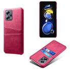 For Xiaomi Redmi Note 11T Pro+ Dual Card Slots Calf Texture PC + PU Phone Case(Rose Red) - 1