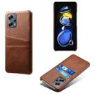 For Xiaomi Redmi Note 11T Pro Dual Card Slots Calf Texture PC + PU Phone Case(Brown) - 1