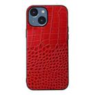 For iPhone 14 Plus Crocodile Top Layer Cowhide Leather Case  (Red) - 1
