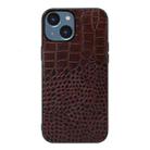 For iPhone 14 Plus Crocodile Top Layer Cowhide Leather Case  (Coffee) - 1