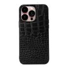 For iPhone 14 Pro Max Crocodile Top Layer Cowhide Leather Case (Black) - 1