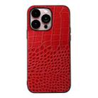 For iPhone 14 Pro Max Crocodile Top Layer Cowhide Leather Case (Red) - 1