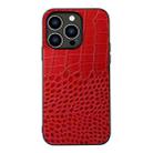 For iPhone 14 Pro Crocodile Top Layer Cowhide Leather Case (Red) - 1