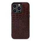 For iPhone 14 Pro Crocodile Top Layer Cowhide Leather Case (Coffee) - 1