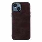 For iPhone 14 Plus Genuine Leather Double Color Crazy Horse Phone Case  (Coffee) - 1