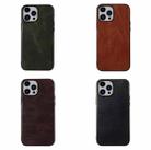 For iPhone 14 Plus Genuine Leather Double Color Crazy Horse Phone Case  (Brown) - 3