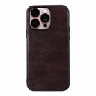 For iPhone 14 Pro Max Genuine Leather Double Color Crazy Horse Phone Case (Coffee) - 1