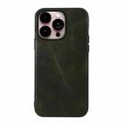 For iPhone 14 Pro Max Genuine Leather Double Color Crazy Horse Phone Case (Green) - 1