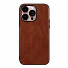 For iPhone 14 Pro Max Genuine Leather Double Color Crazy Horse Phone Case (Brown) - 1