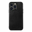 For iPhone 14 Pro Genuine Leather Double Color Crazy Horse Phone Case (Black) - 1